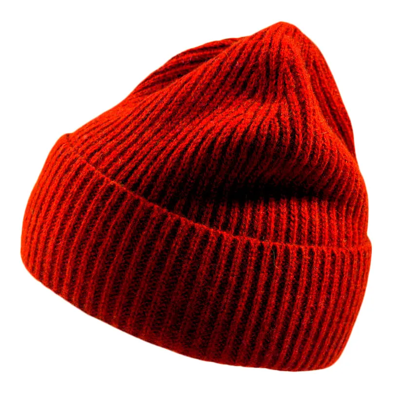 100% Soft Cashmere Cuffed Knit Ribbed Cap From Italy- SOLD OUT FOR SEASON