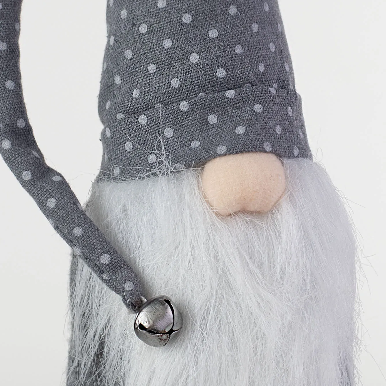 17" Polka Dot Fabric Sitting Gnome: Grey & White