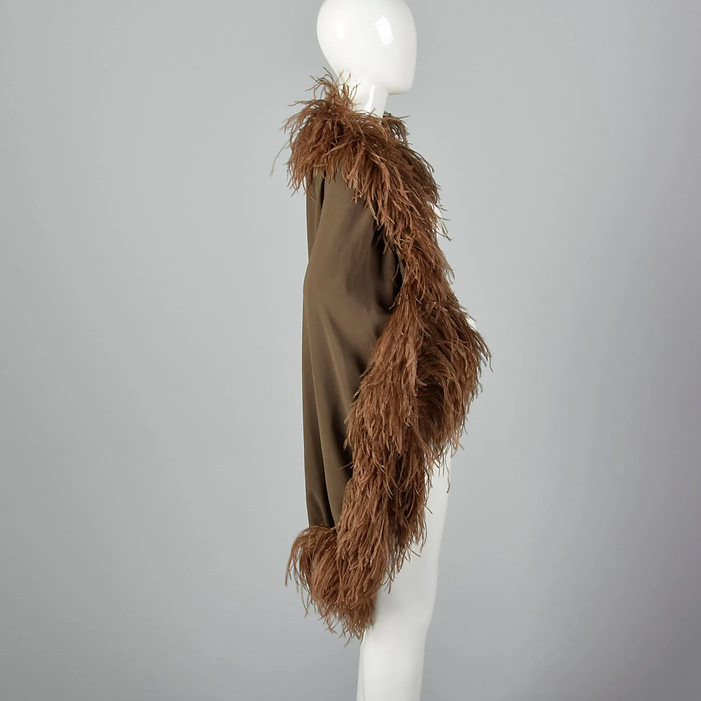 1970s Pierre Cardin Silk Chiffon Cape with Feather Trim