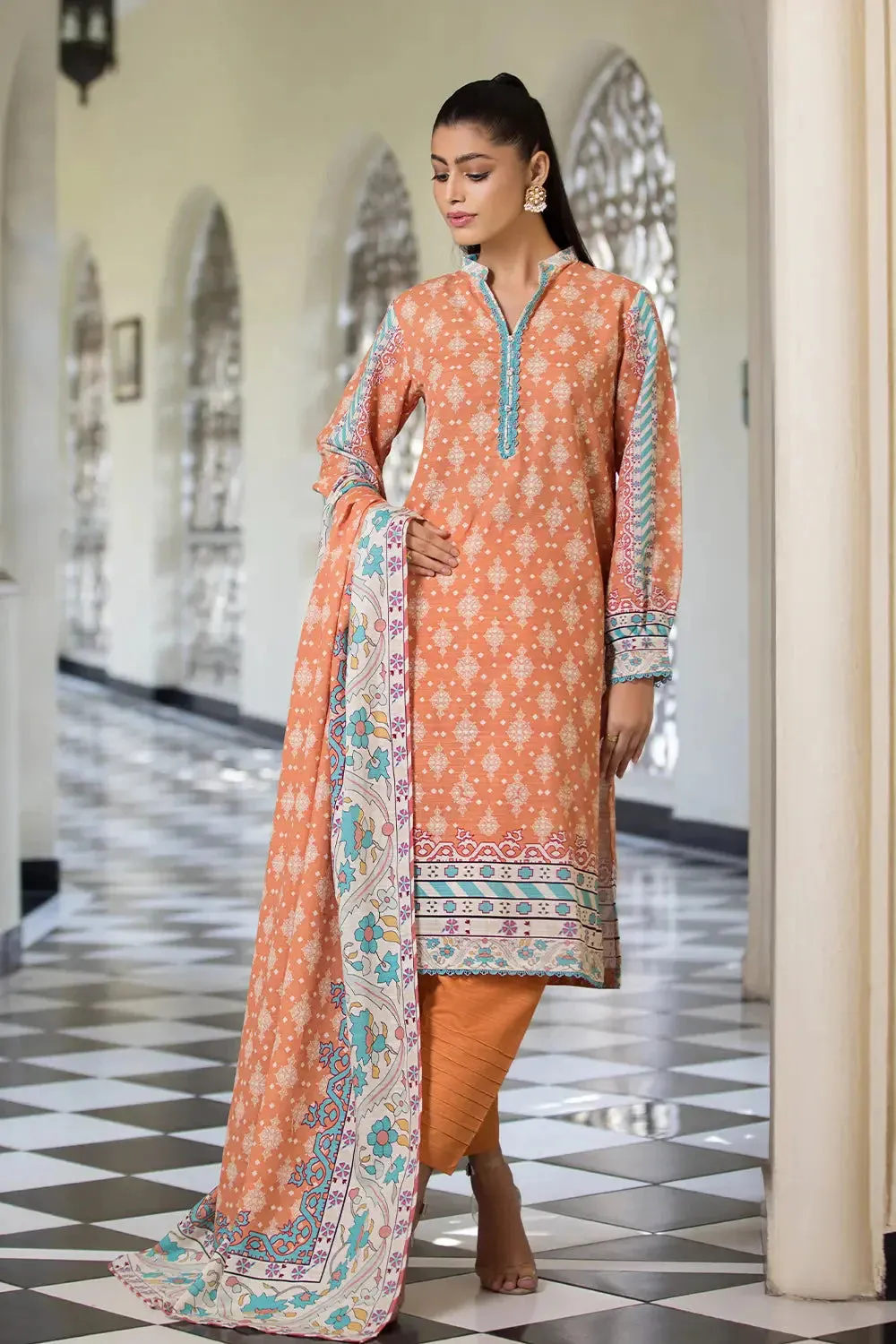 3PC Printed Unstitched Khaddar Suit KKH-2890