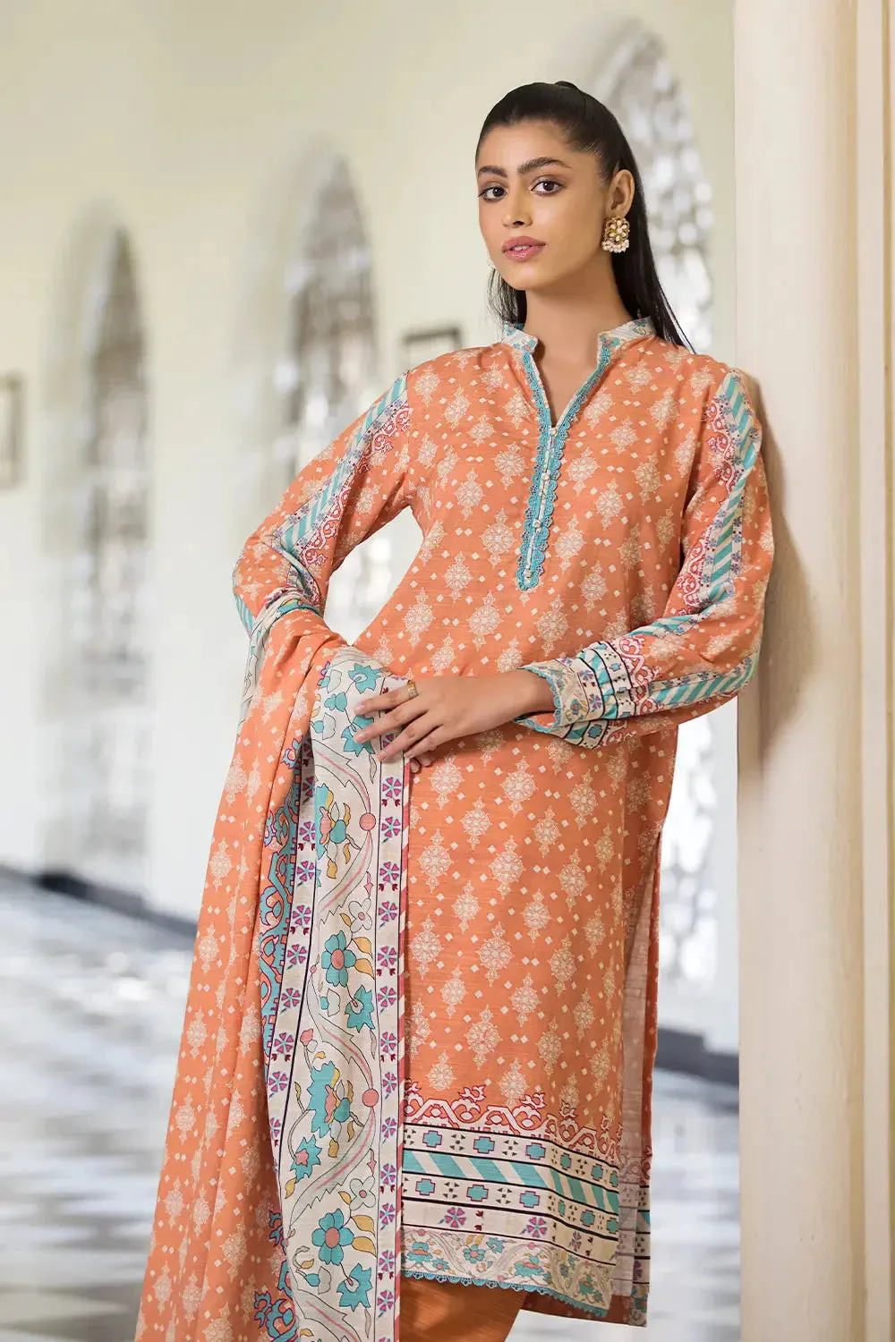 3PC Printed Unstitched Khaddar Suit KKH-2890