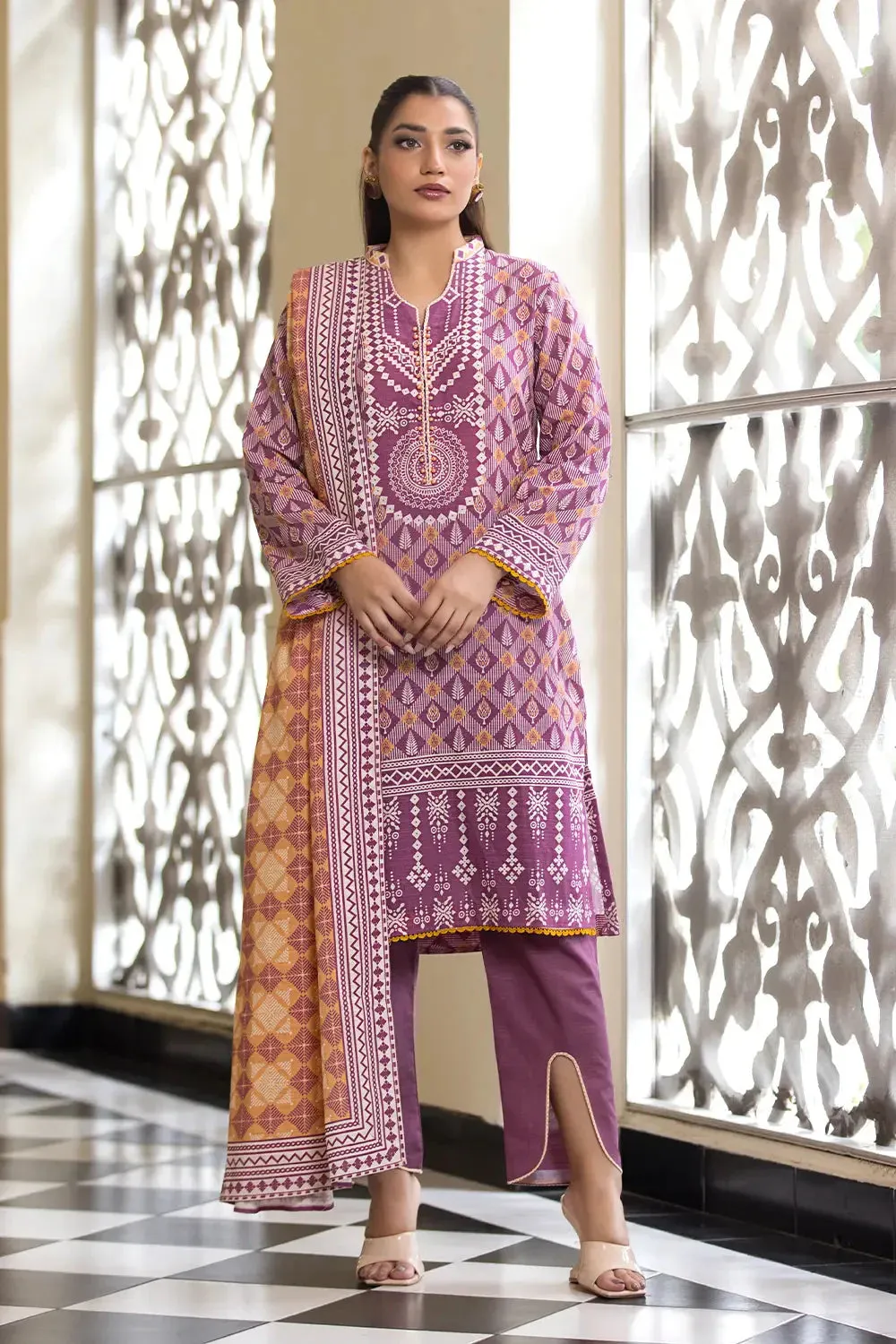 3PC Printed Unstitched Khaddar Suit KKH-2891