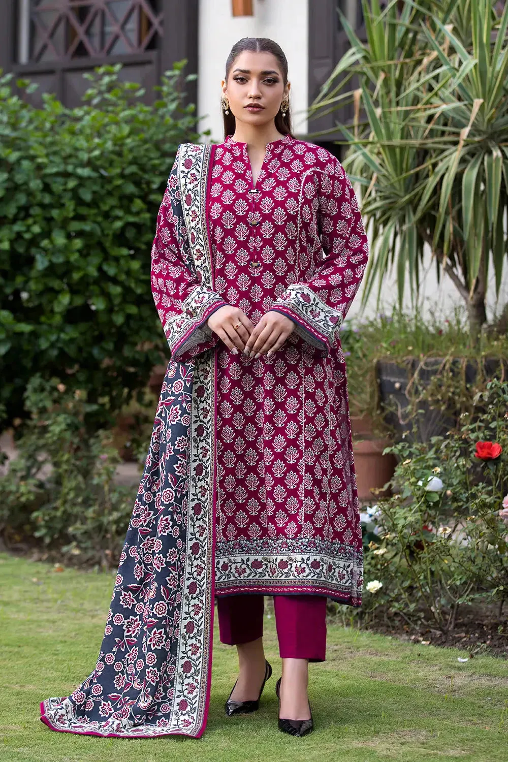 3PC Printed Unstitched Khaddar Suit KKH-2894