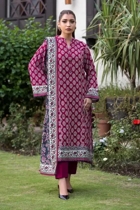 3PC Printed Unstitched Khaddar Suit KKH-2894