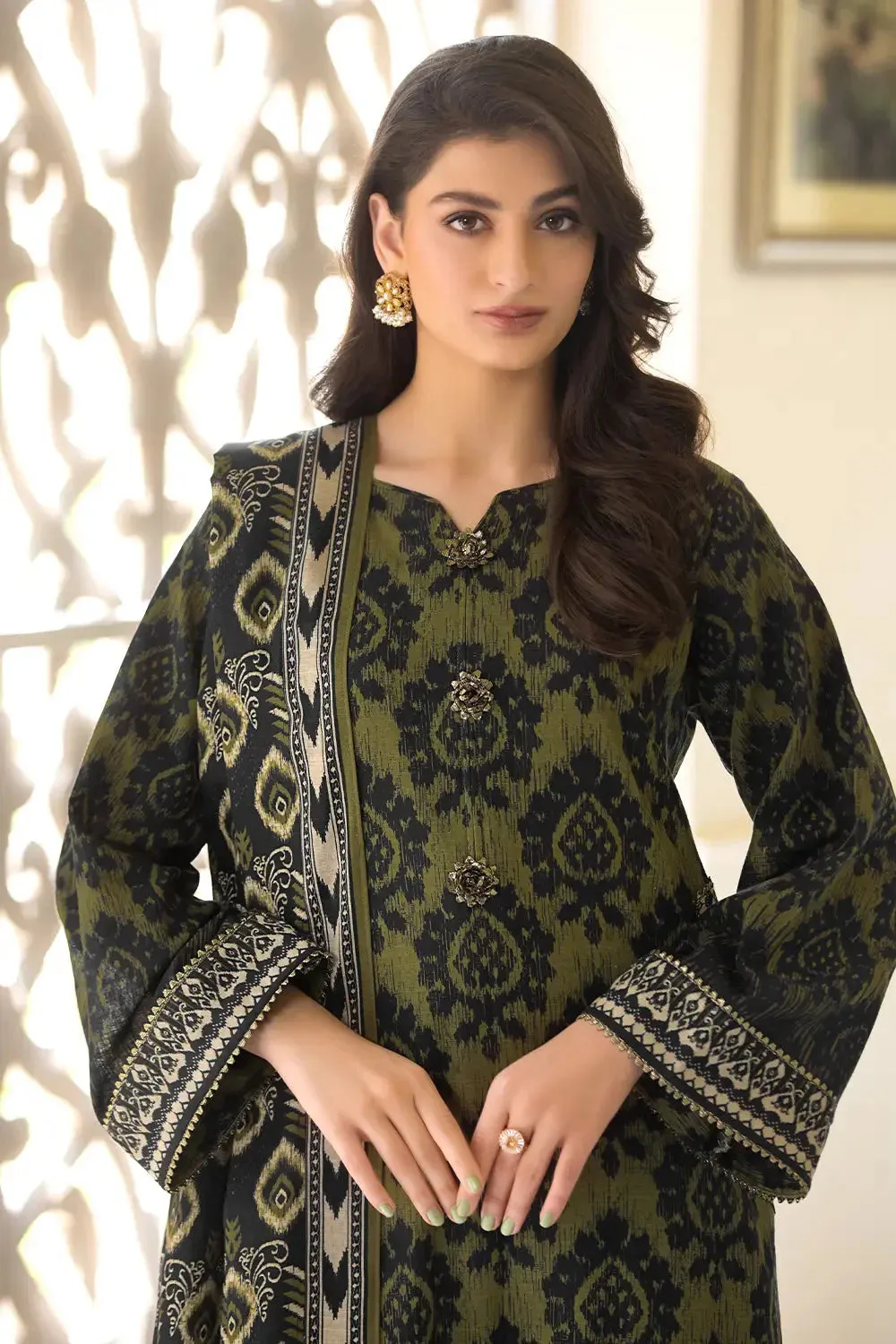 3PC Printed Unstitched Khaddar Suit KKH-2901