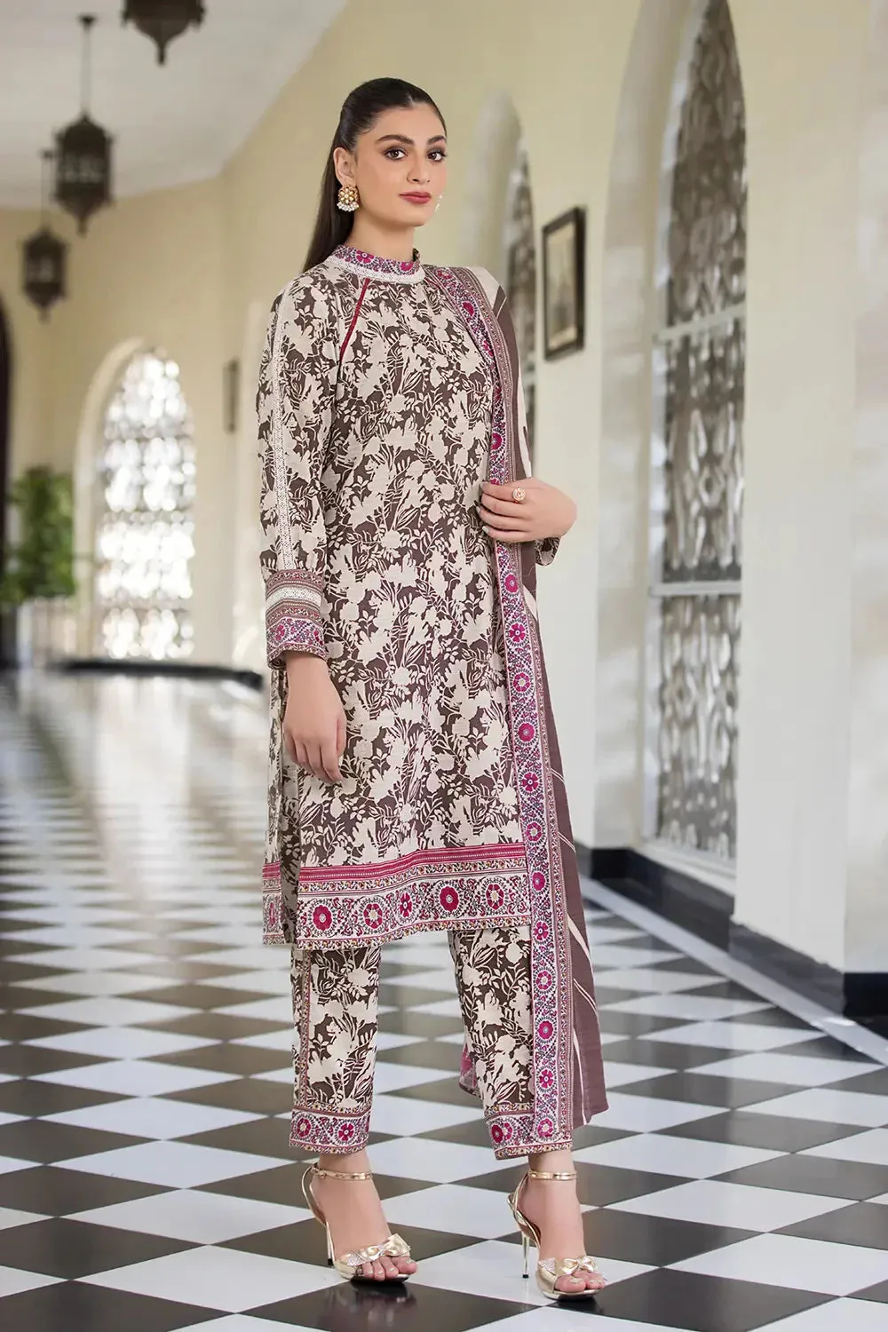 3PC Printed Unstitched Khaddar Suit KKH-2904