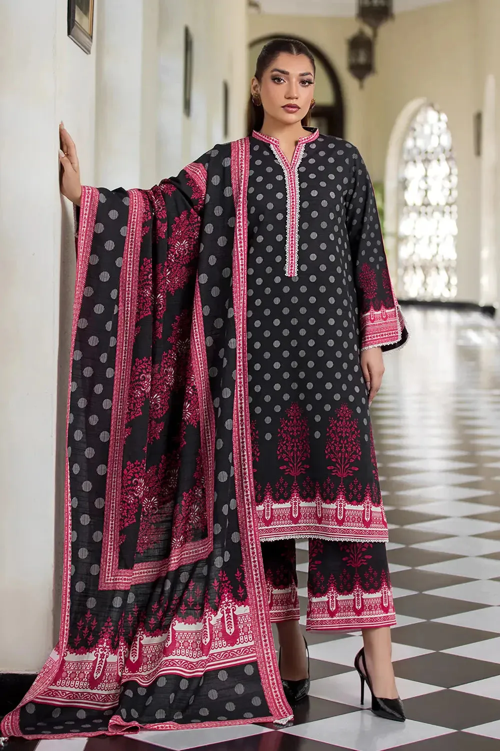 3PC Printed Unstitched Khaddar Suit KKH-2907