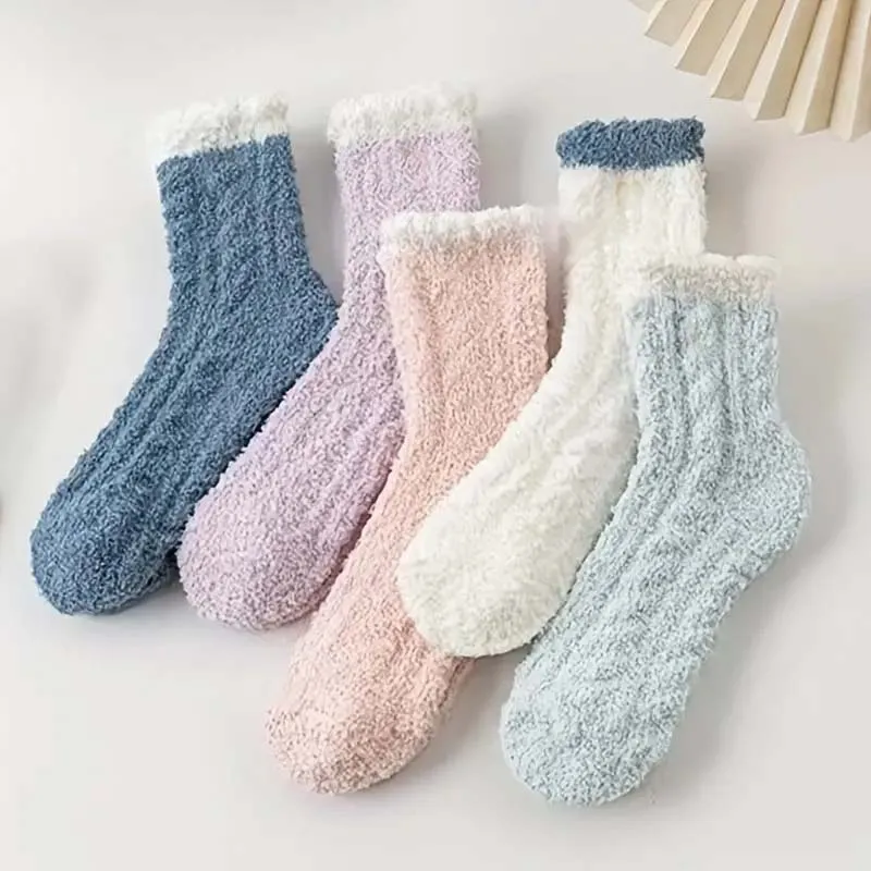 5 Pairs New Fashion Coral Velvet Fluffy Winter Warm Warm Socks Premium Quality