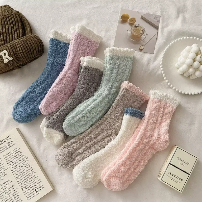 5 Pairs New Fashion Coral Velvet Fluffy Winter Warm Warm Socks Premium Quality