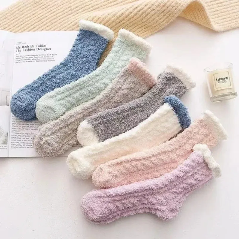 5 Pairs New Fashion Coral Velvet Fluffy Winter Warm Warm Socks Premium Quality