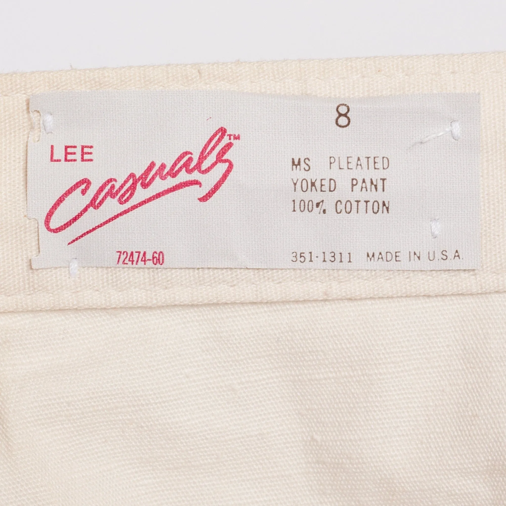 80s Lee Casuals Cotton Pleated Trousers - XS to Small, 25.5"