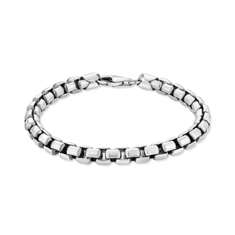 925 Sterling Silver Extra Thick Blackened Box Chain Bracelet