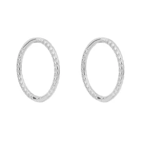 9ct White Gold Rope Hoop Earrings GE1001