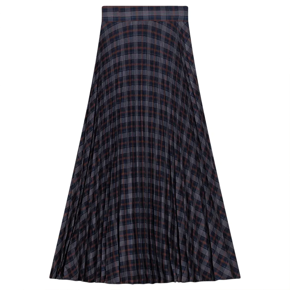 Accordian Pleated Midi Plaid