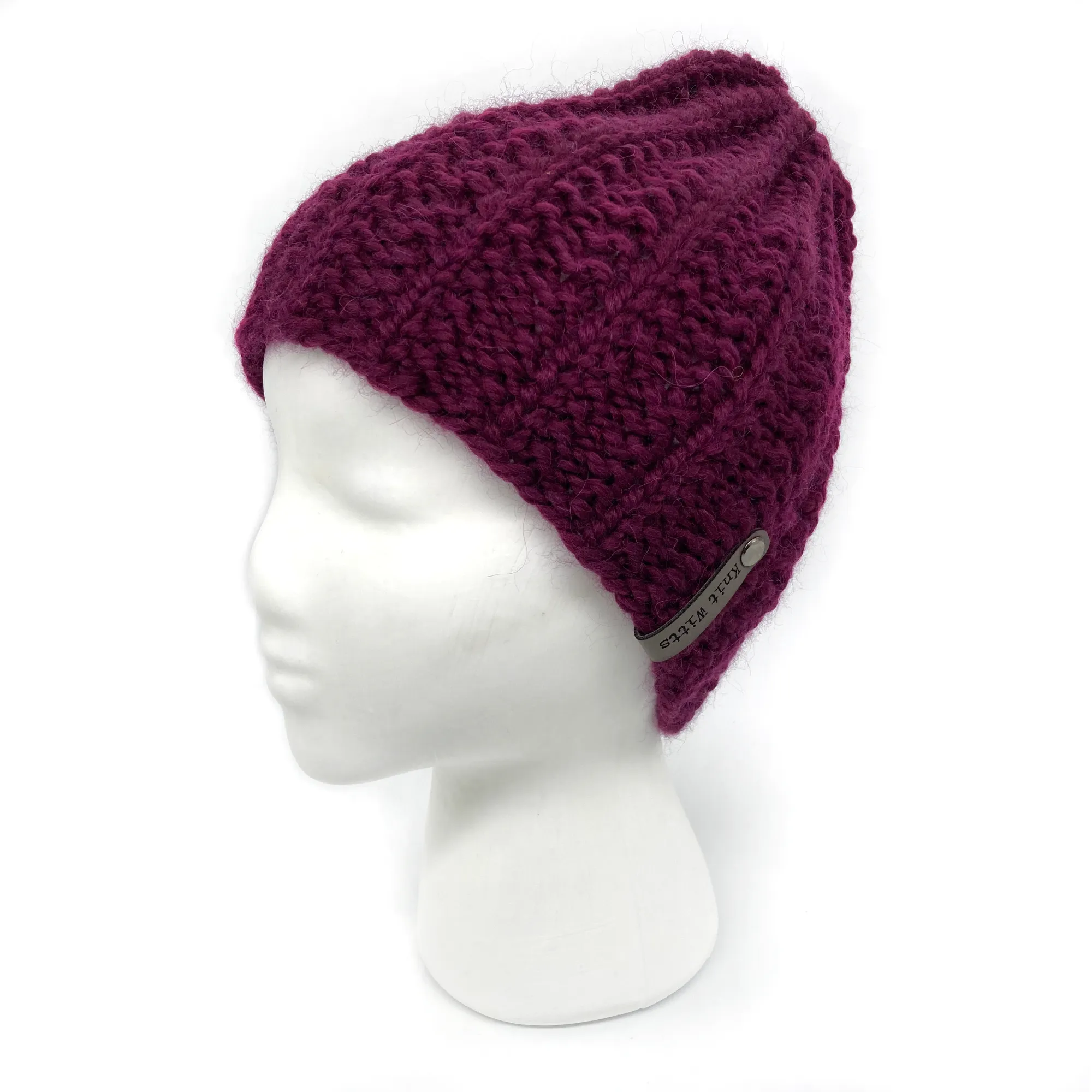 Adult Knit Beanie | Wine | Slouchy or Watchman cap | Knit Witts Global