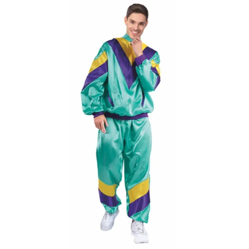 Adults Aqua 80s Mens Track Suit Costume - L/XL