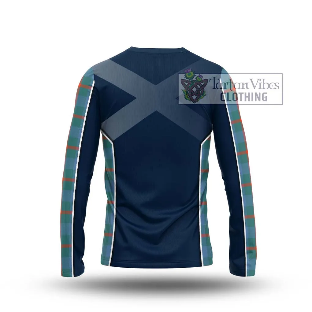 Agnew Ancient Tartan Long Sleeve T-Shirt with Family Crest and Lion Rampant Vibes Sport Style