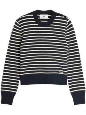 AMI PARIS Nautical Stripe Wool-Cotton Sweater