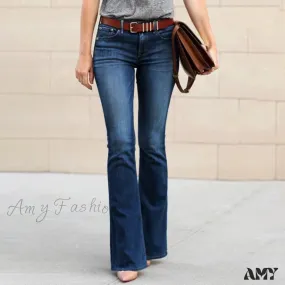 Amy Fashion - Loose Casual Fashion Plus Size Ladies Denim Trousers