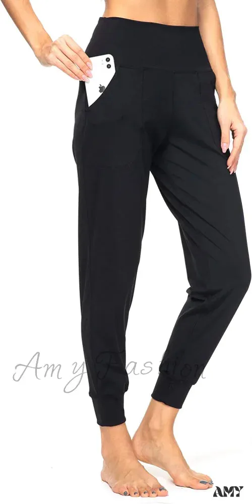 Amy Fashion - Women's Joggers with Pockets High Waisted Athletic Sports Pants