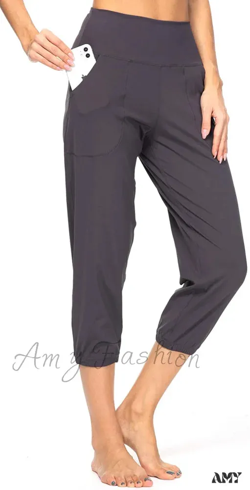 Amy Fashion - Women's Joggers with Pockets High Waisted Athletic Sports Pants