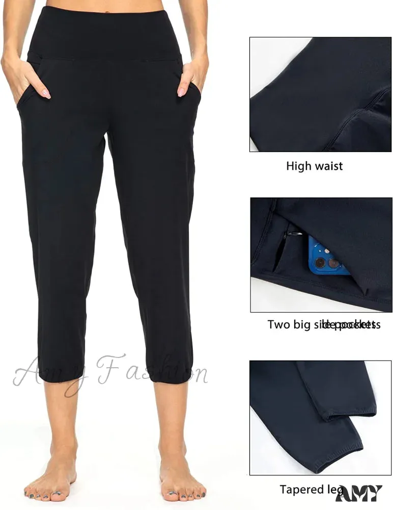 Amy Fashion - Women's Joggers with Pockets High Waisted Athletic Sports Pants