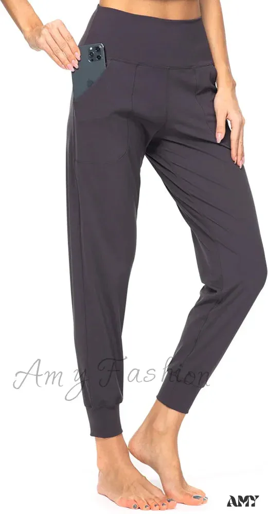 Amy Fashion - Women's Joggers with Pockets High Waisted Athletic Sports Pants