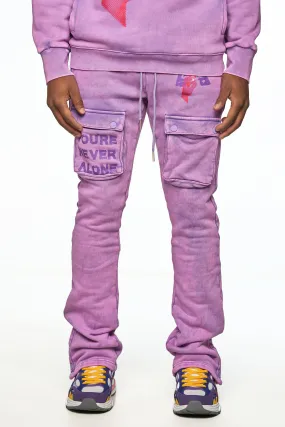 AOLOGNE NEVER ALONE LAVENDER STACK JOGGERS (LAVENDER)