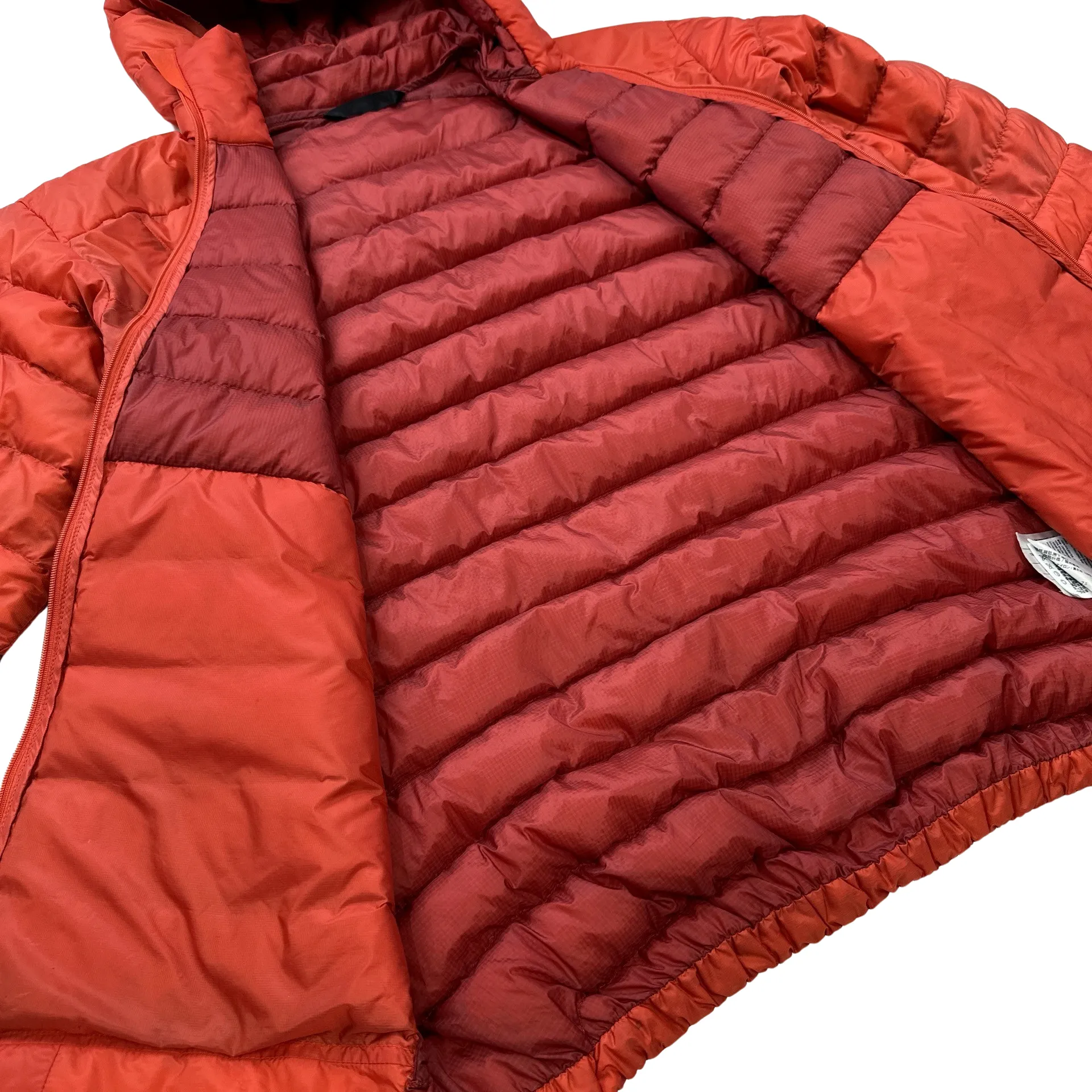 Arcteryx Red Down Filled Zipped Hooded Puffer - Medium