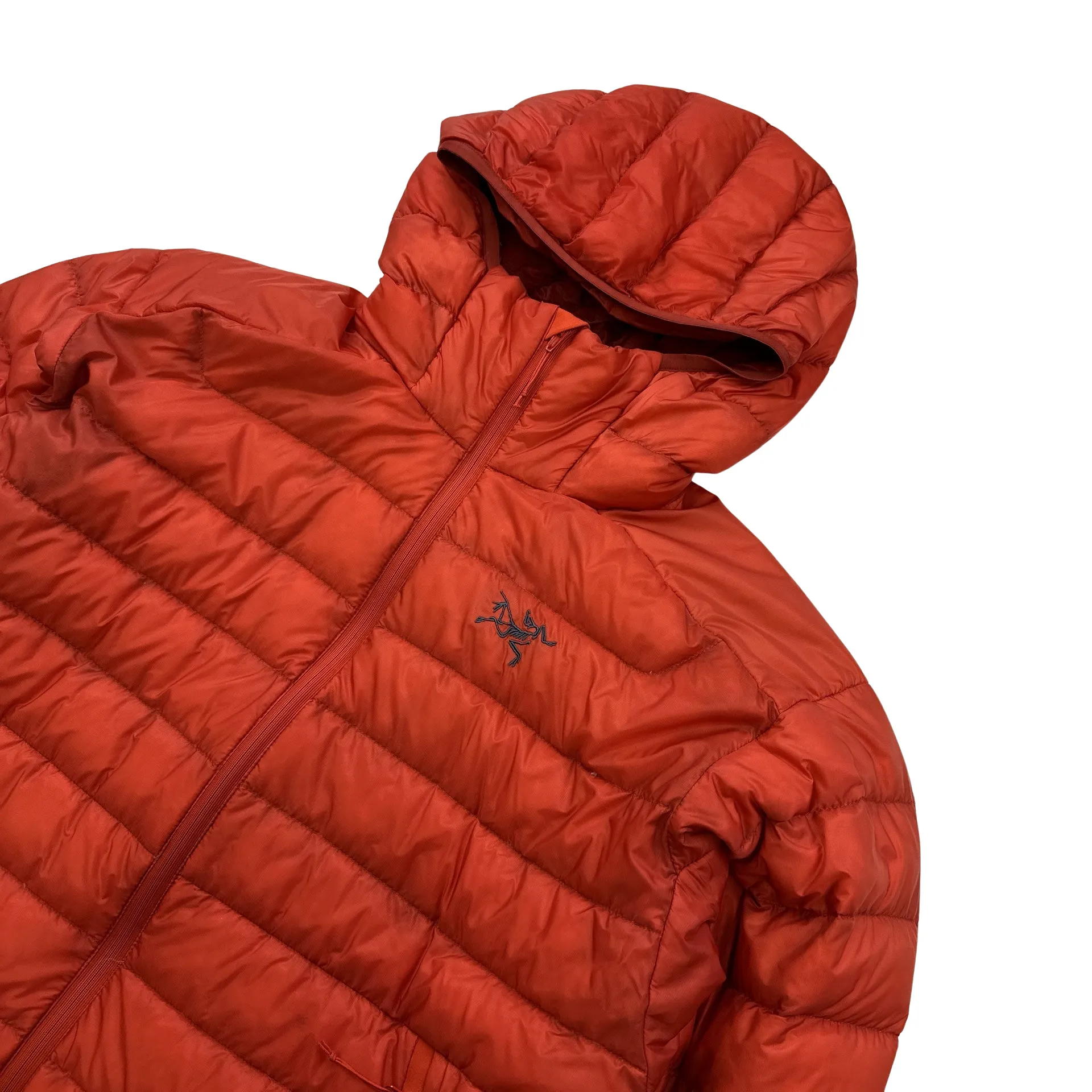 Arcteryx Red Down Filled Zipped Hooded Puffer - Medium