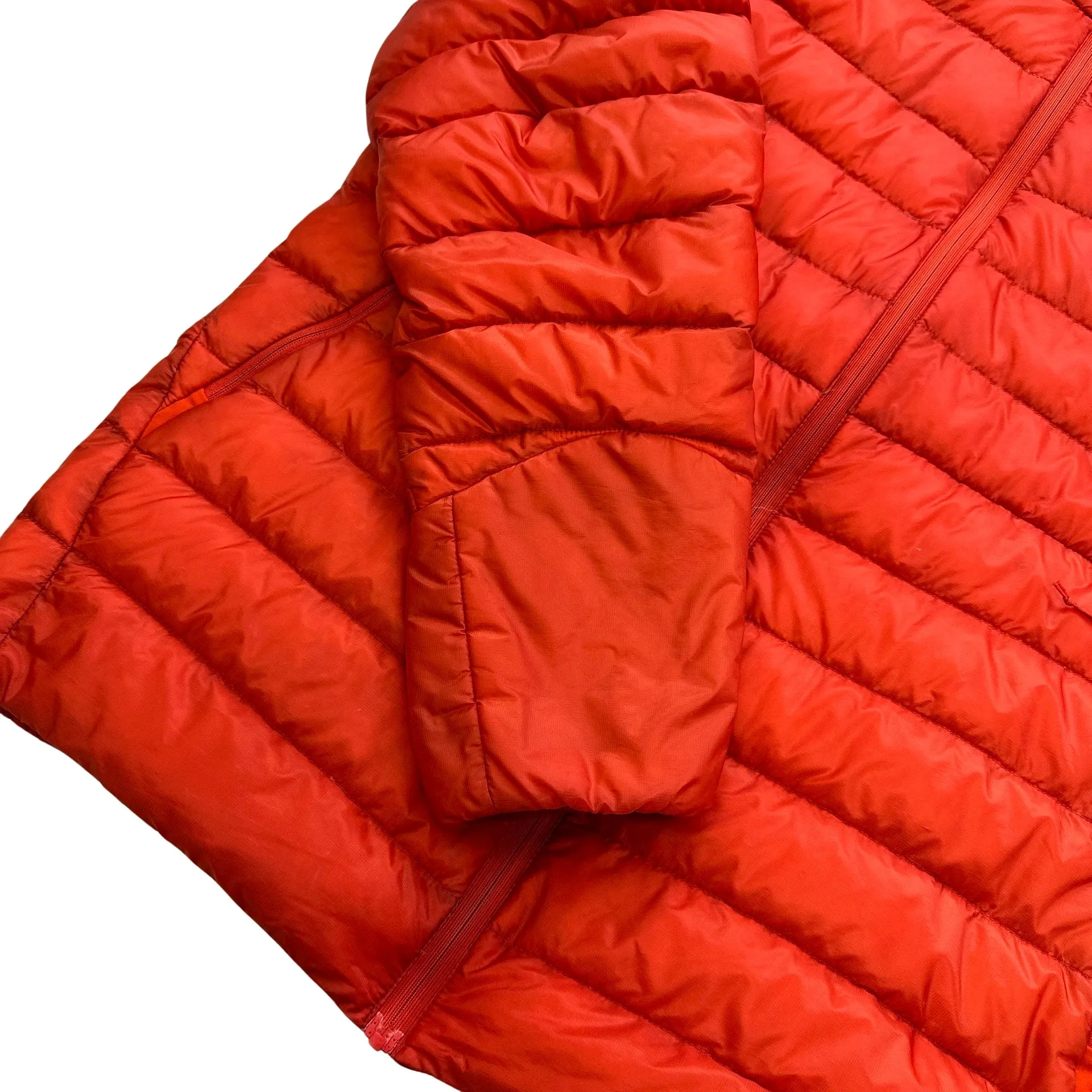 Arcteryx Red Down Filled Zipped Hooded Puffer - Medium