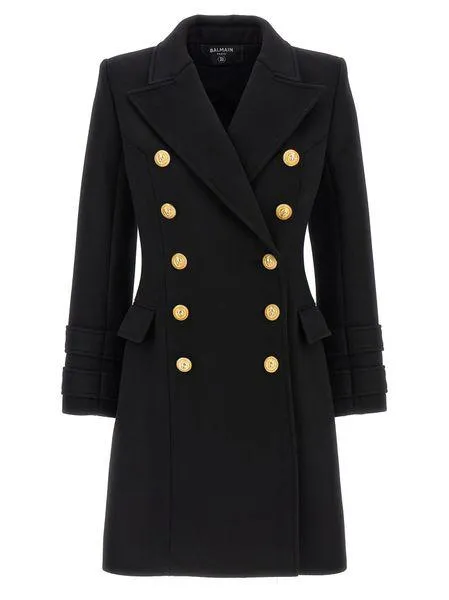 BALMAIN Elegant Double-Breasted Black Wool-Cashmere Jacket