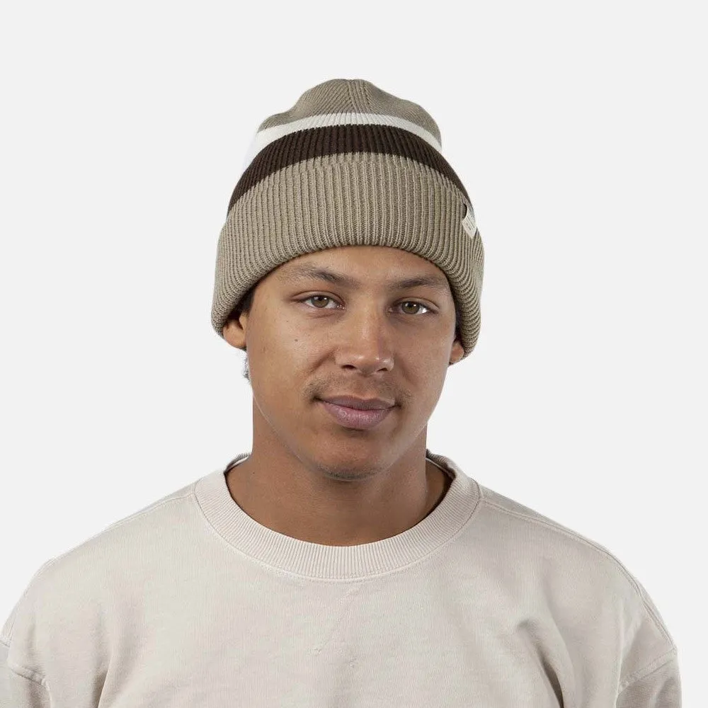 Barts Hats Cowie Striped Cuff Knit Beanie Hat - Taupe-Brown