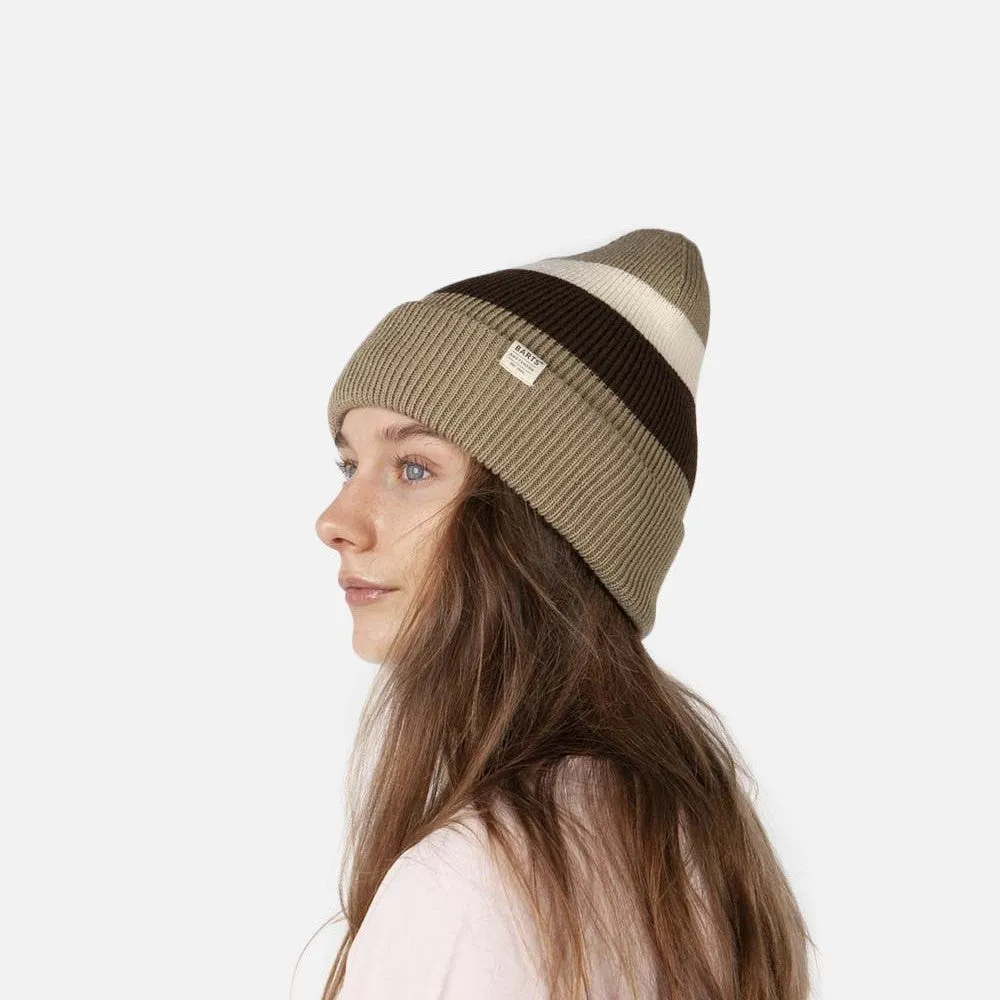 Barts Hats Cowie Striped Cuff Knit Beanie Hat - Taupe-Brown