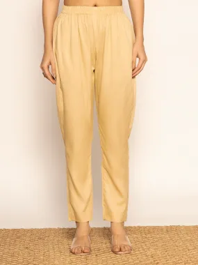 Beige Rayon Pants