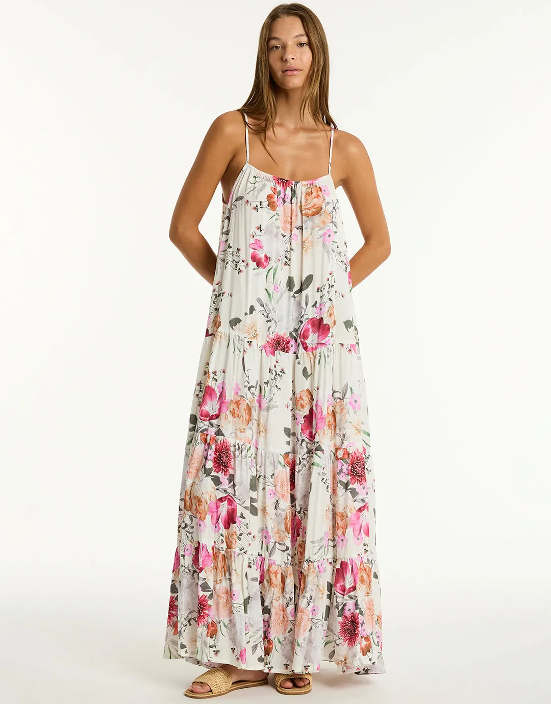 Belle Tiered Maxi Sundress - Coconut