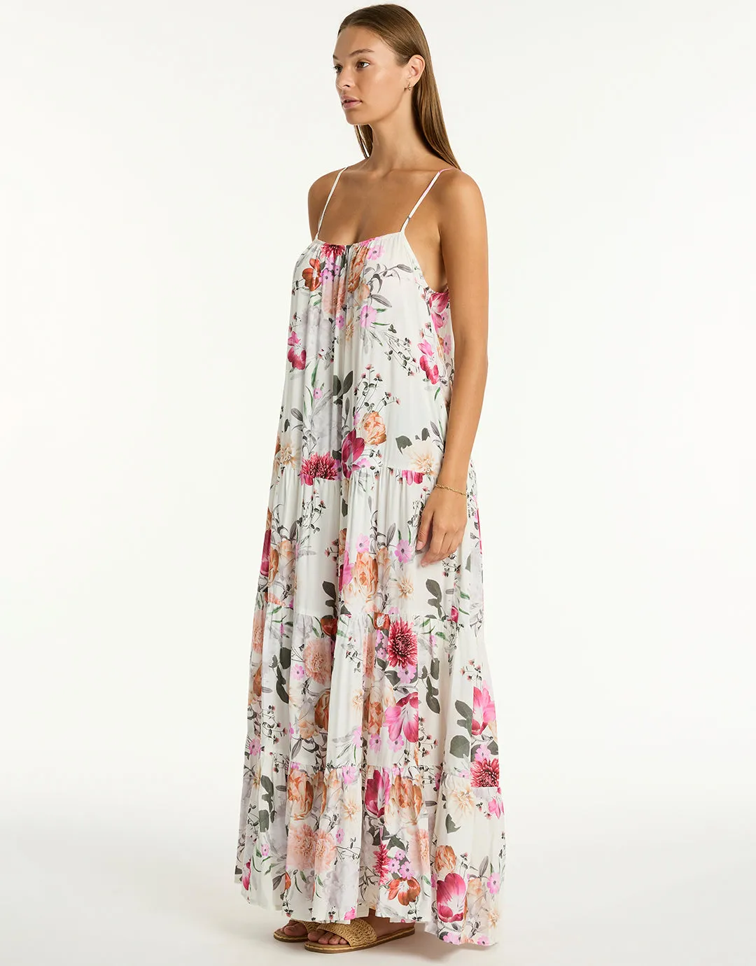 Belle Tiered Maxi Sundress - Coconut