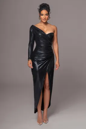 Black Kaleah Metallic Maxi Dress