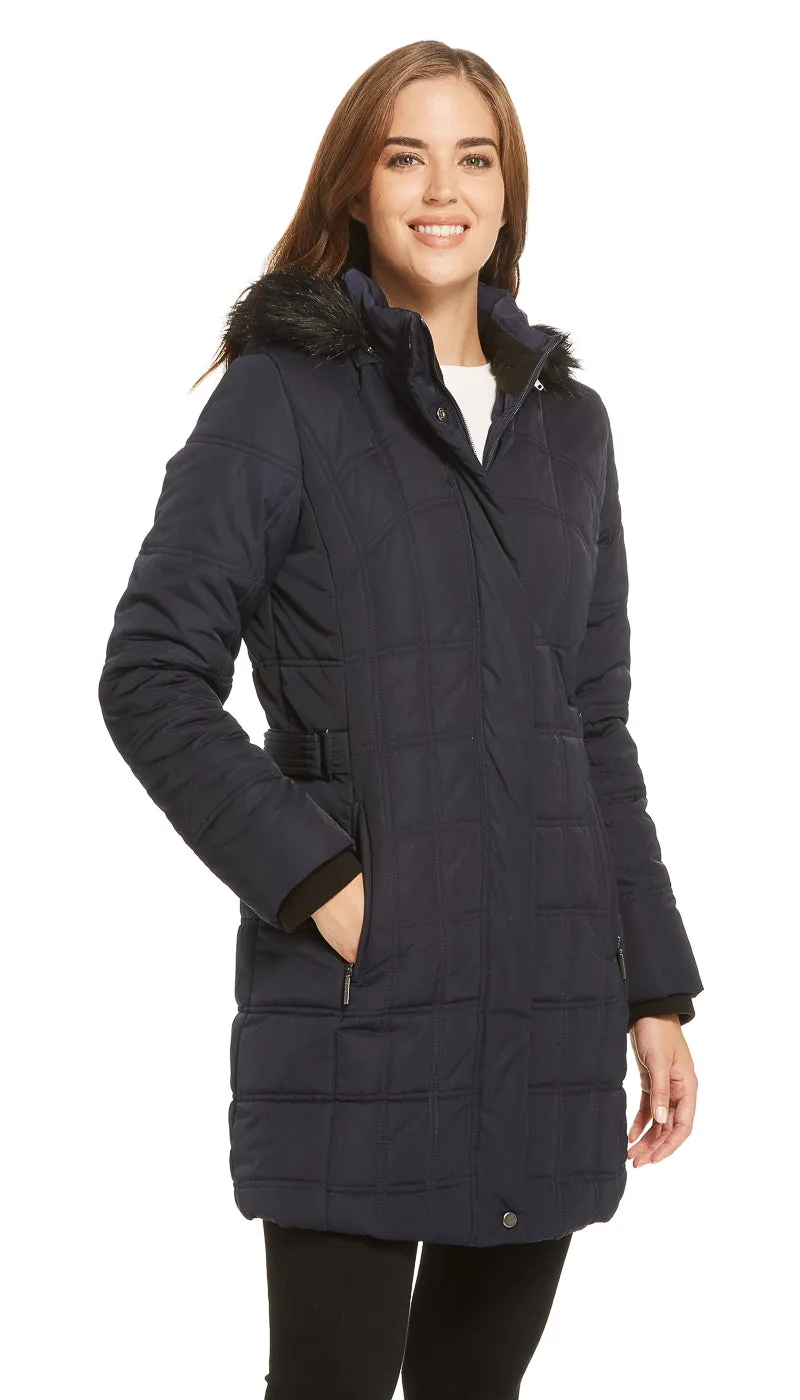 BOX QUILTED 3/4 PUFFER