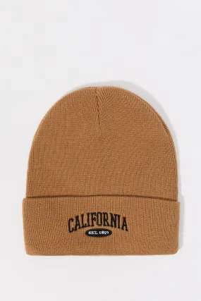 Boys City Embroidered Ribbed Knit Beanie