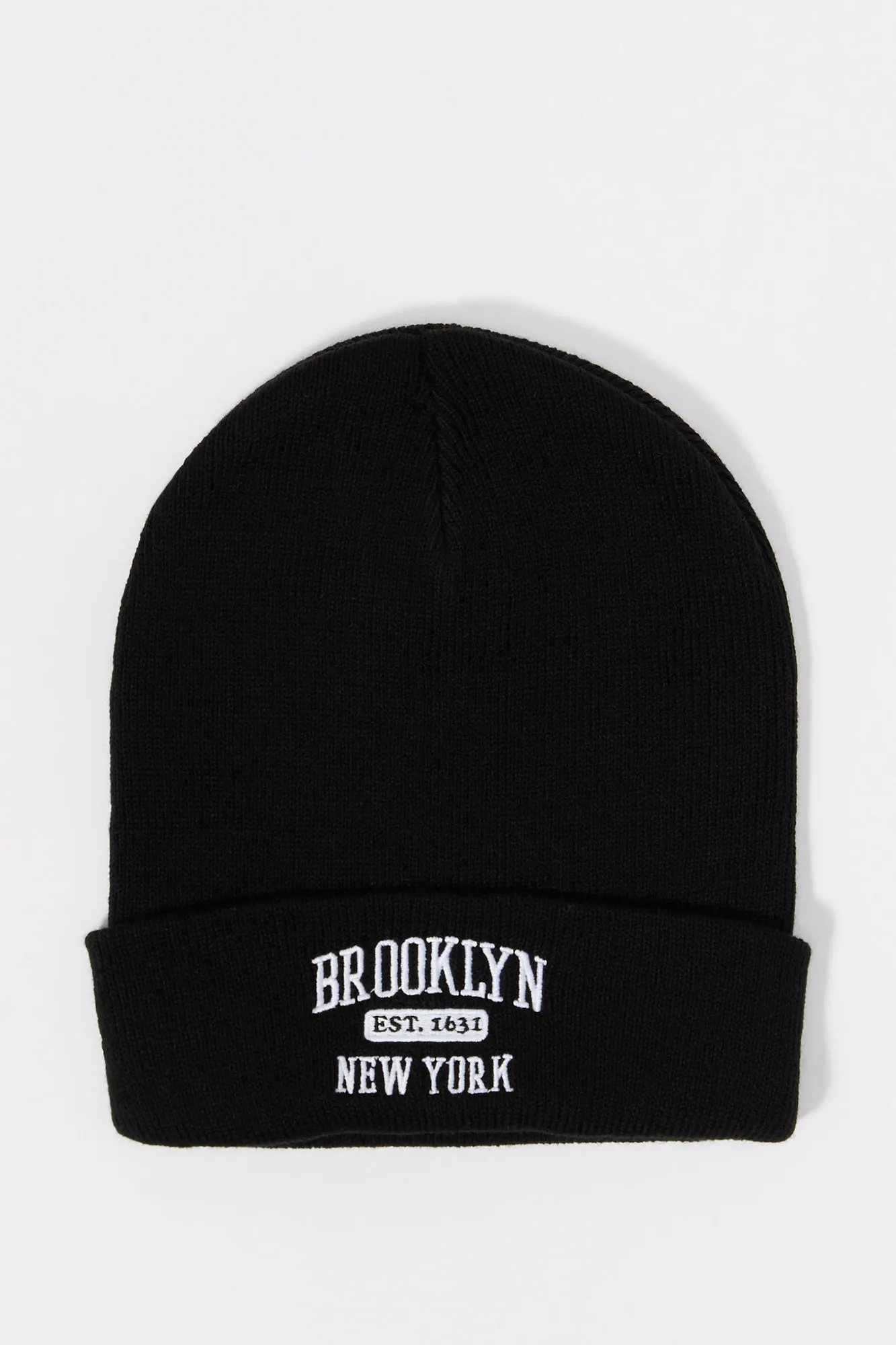 Boys City Embroidered Ribbed Knit Beanie