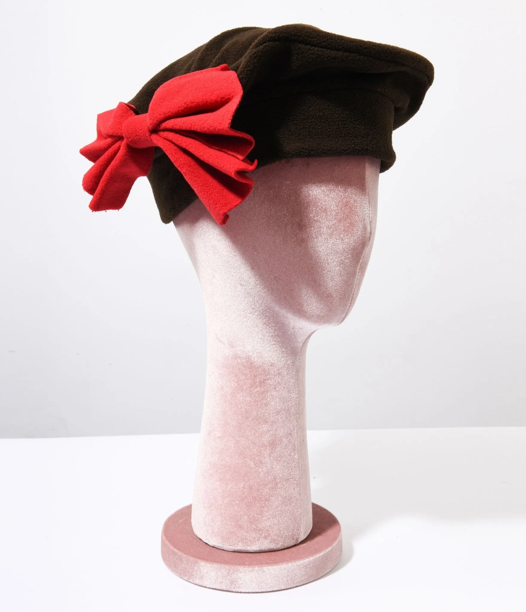 Brown & Red Bow Beret