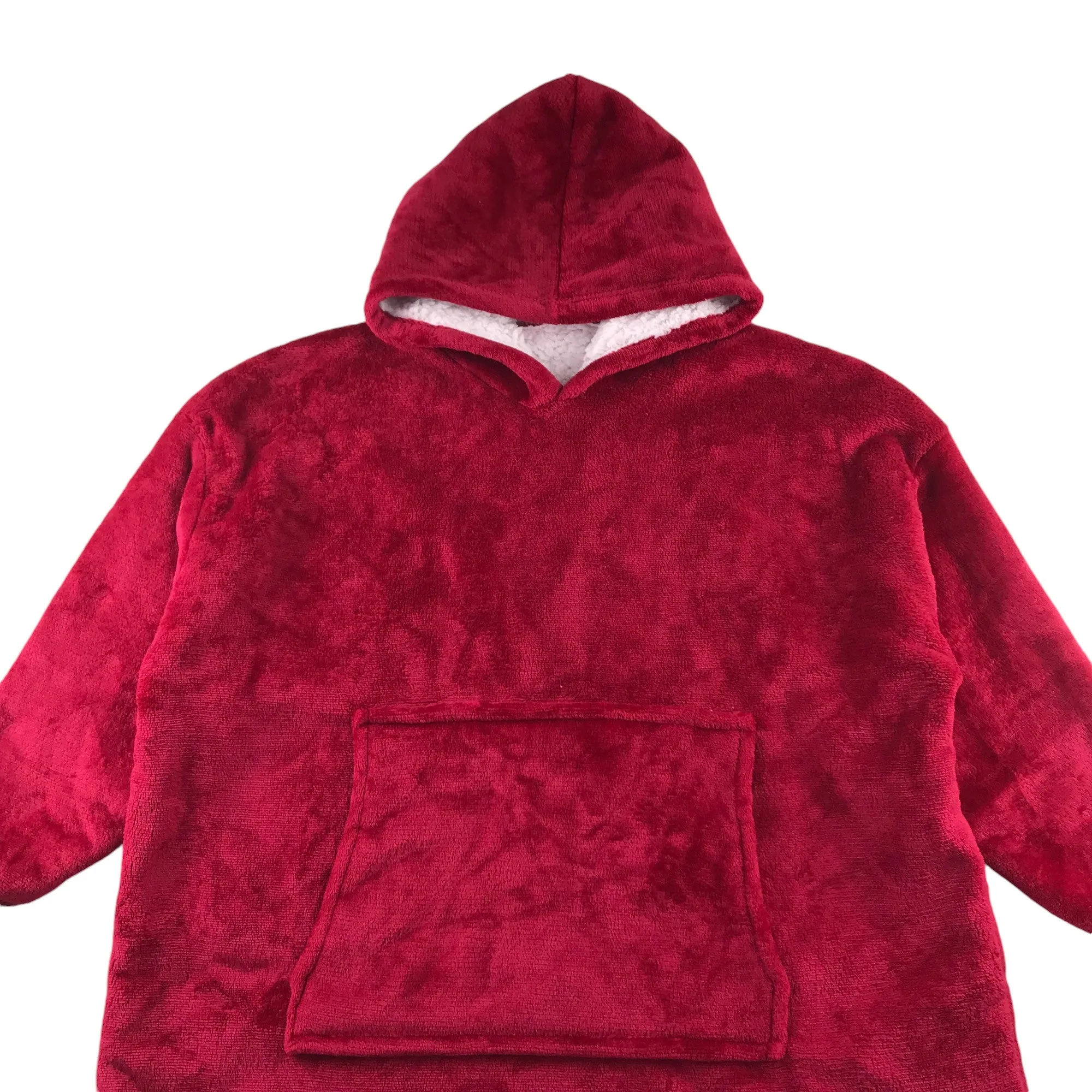 Burgundy blanket hoodie 11-13 fluffy velour texture loungewear