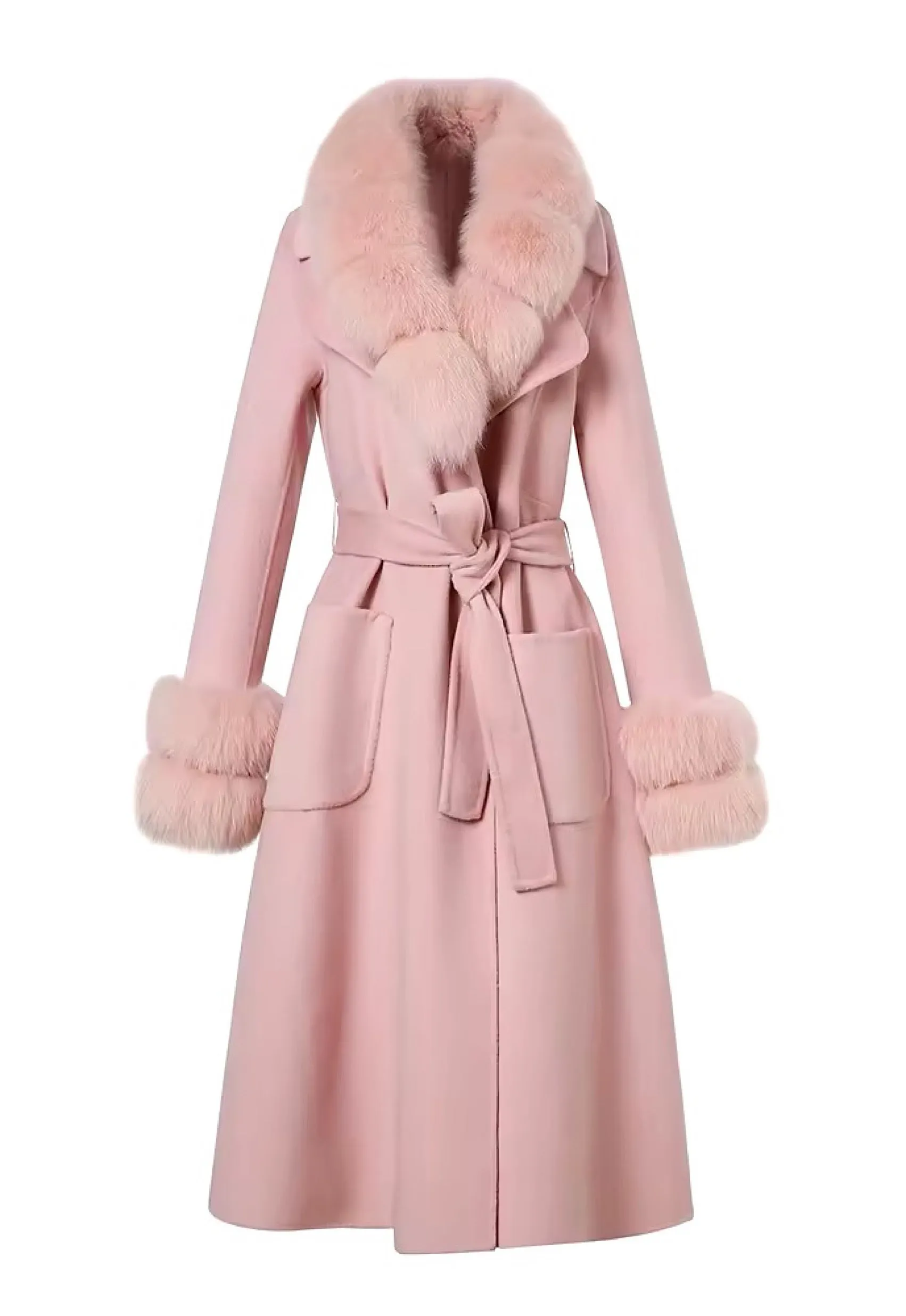 CARMEN Cashmere Coat with Fox Fur