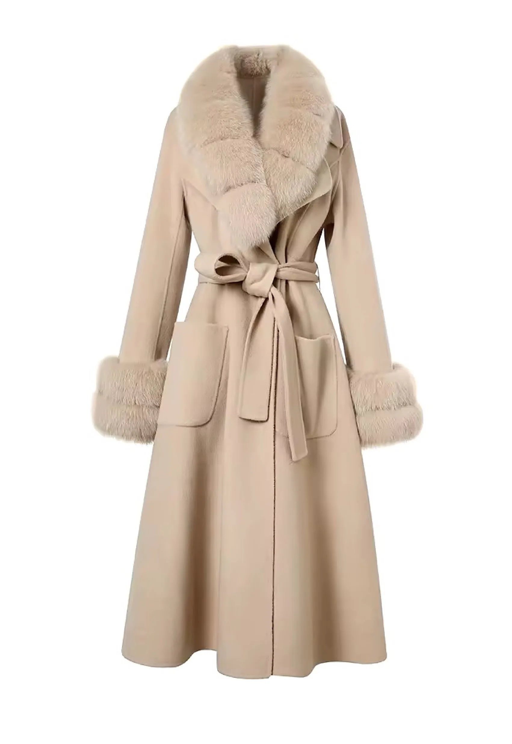 CARMEN Cashmere Coat with Fox Fur