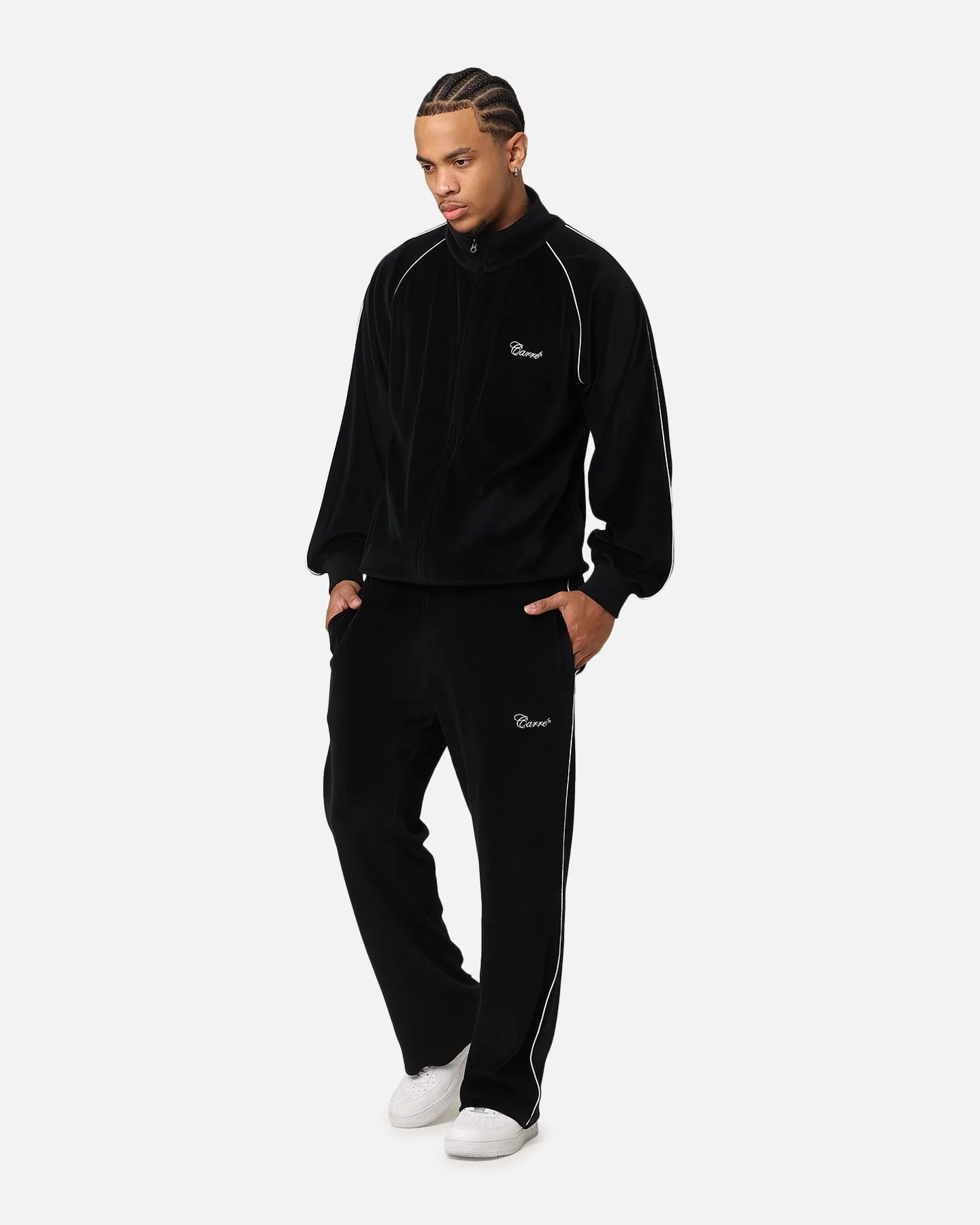 Carre Gorgeous Velour Track Jacket Black