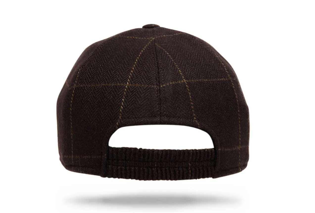 Cashmere Baseball Cap - Brown Windowpane