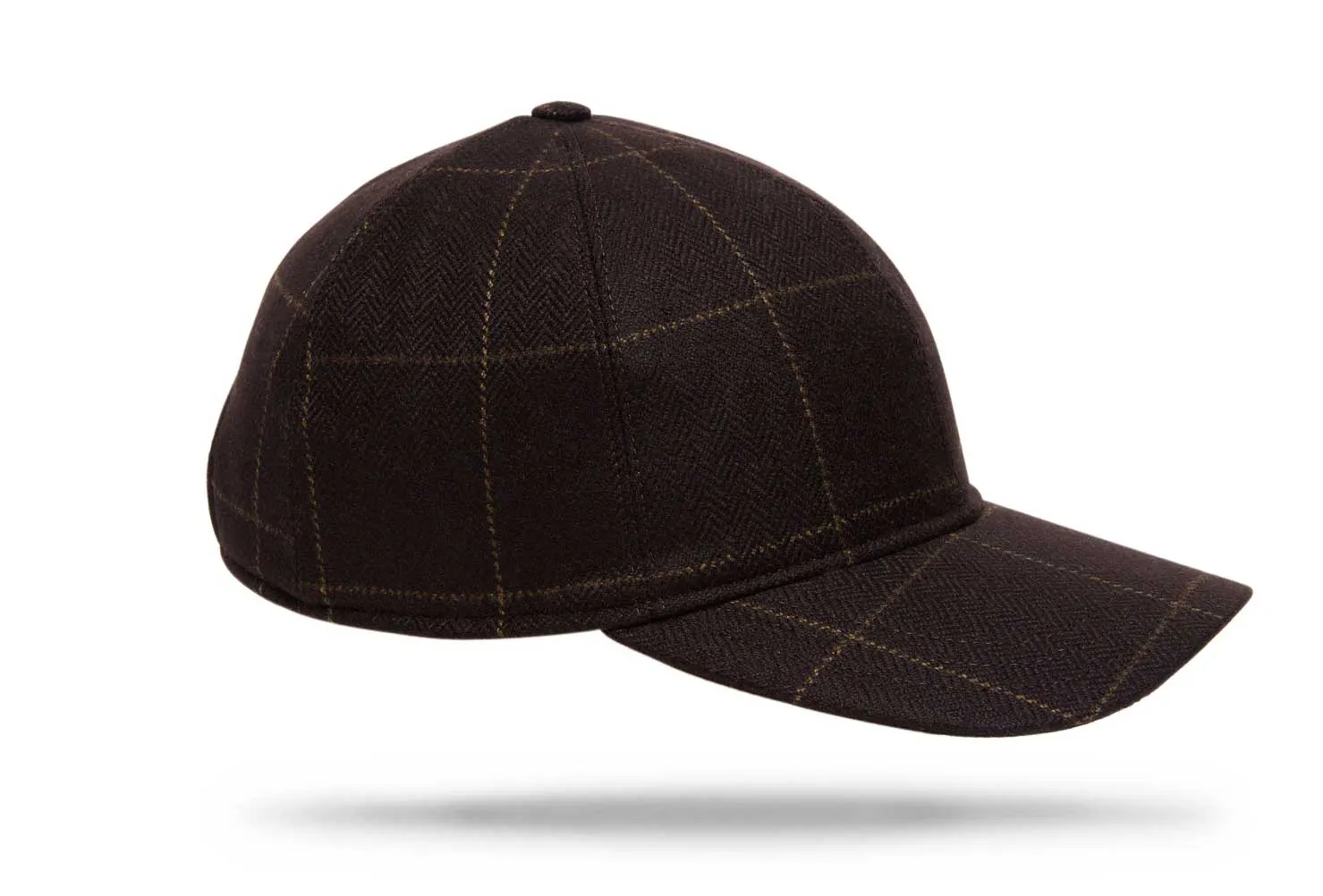 Cashmere Baseball Cap - Brown Windowpane