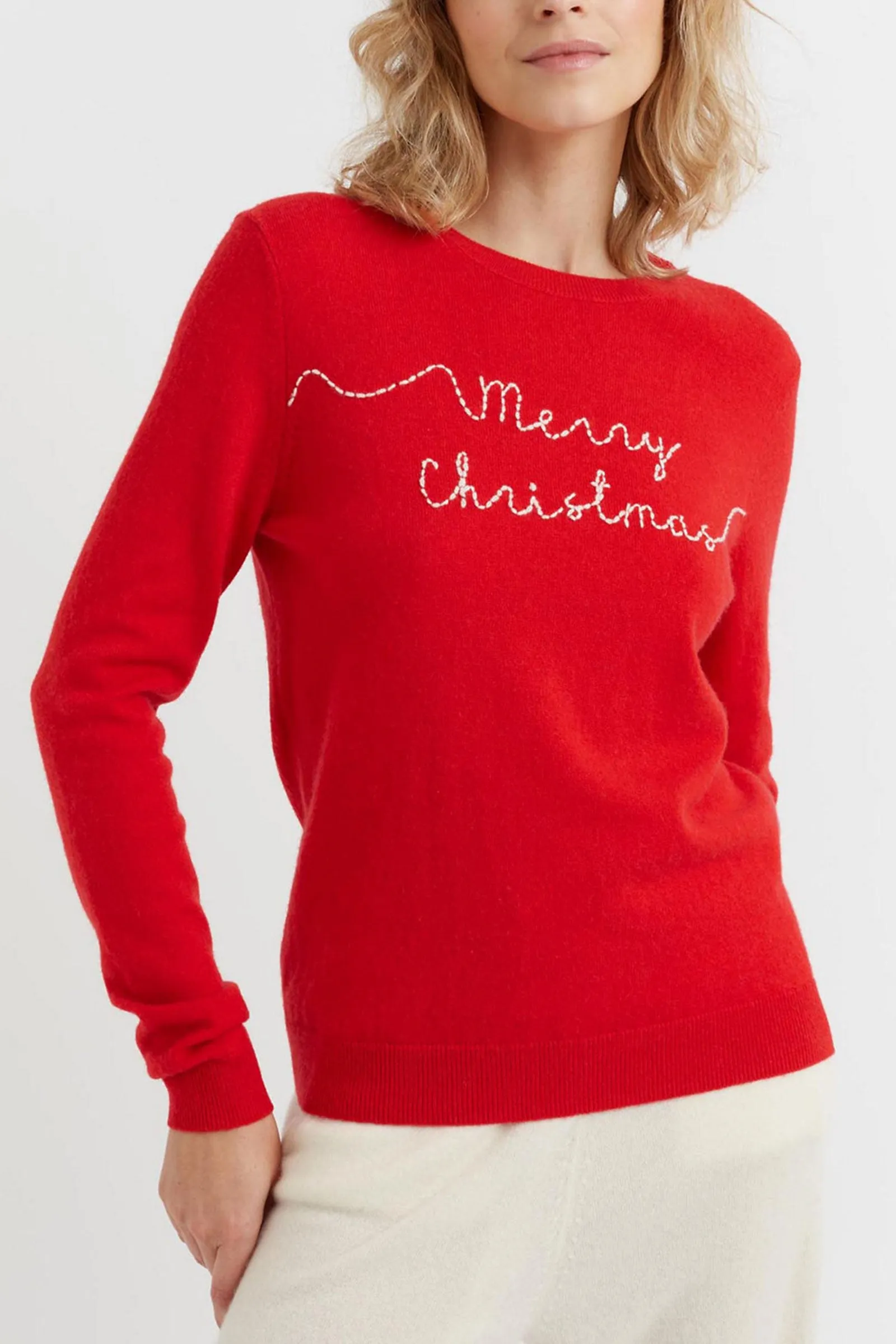 Cashmere Rich Merry Christmas Slogan Jumper