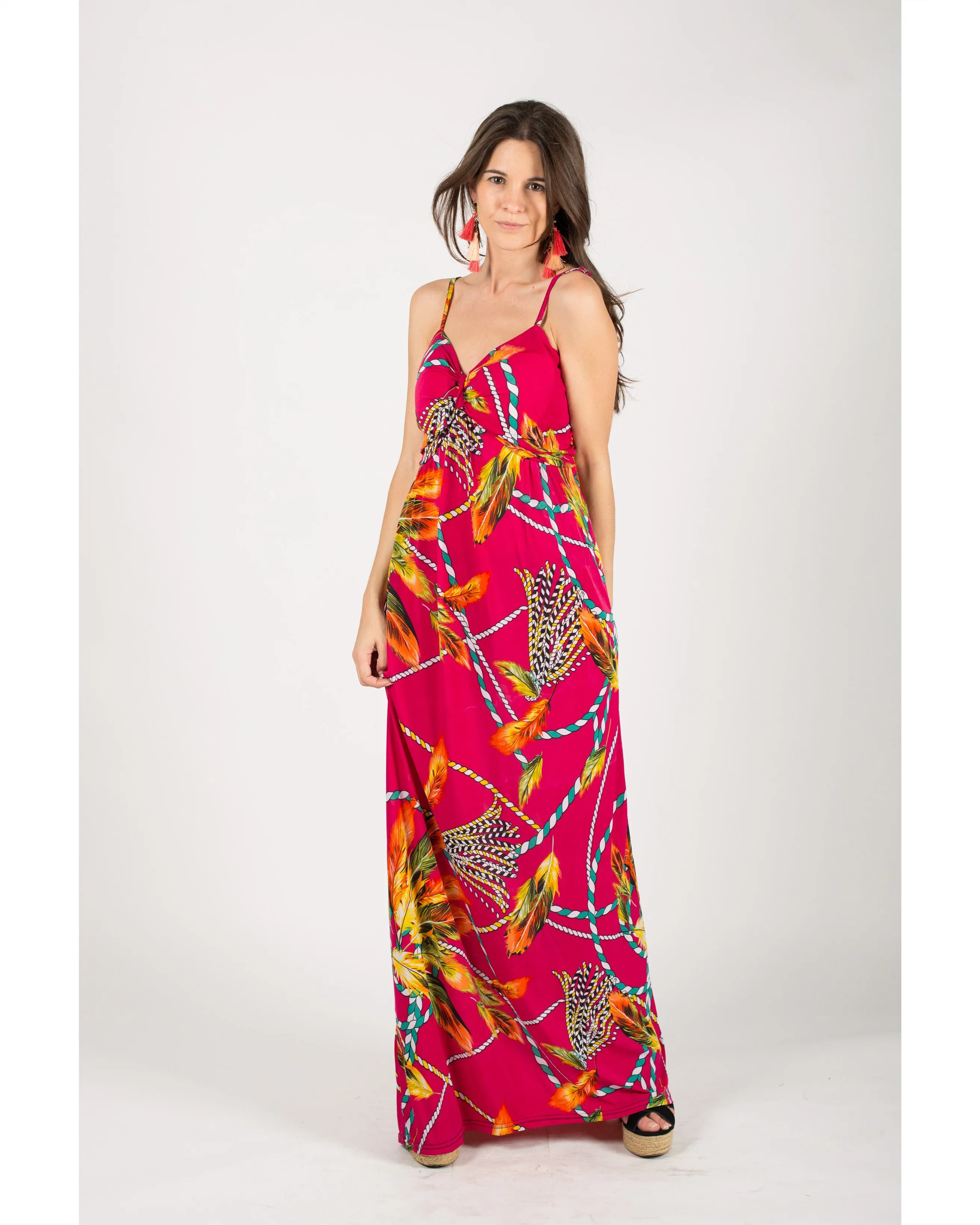 Chain print maxi dress (Red)